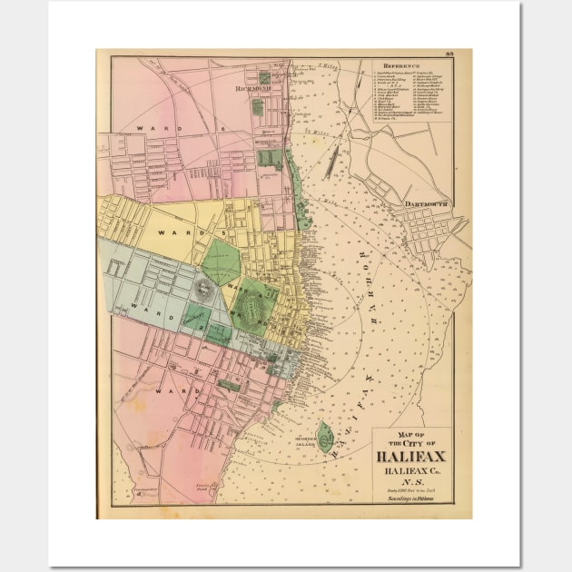 Vintage Map of Halifax Nova Scotia (1878) Wall Art by Bravuramedia